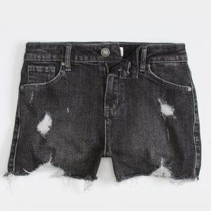 RSQ Vintage High Rise Black Distressed Girls Denim Shorts.  Size 12